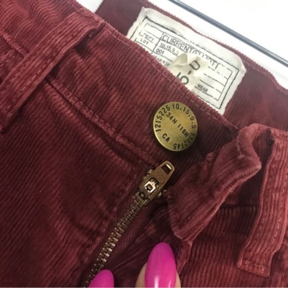 Current/Elliott The Stiletto Burgundy Skinny Corduroy Pants Size 25 NWT - Picture 7 of 11
